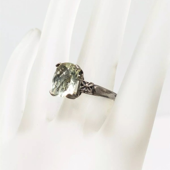 Vtg 50’s HAILPARN & CO., H. 4ct Natural Green Amethyst 10KH Ring - Picture 4 of 10